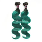 Two Tone Real Ombre Hair Extensions, Green 14 - 24 Cal Virgin Hair