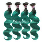 Two Tone Real Ombre Hair Extensions, Green 14 - 24 Cal Virgin Hair