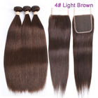 Brązowy kolor Ombre Human Hair Extensions / Straight Hair Weave With 4X4 Closure