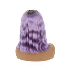 Koronkowa peruka 100% ludzki włos krótki krótki Ombre fioletowy bob peruka dla kobiet