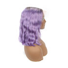 Koronkowa peruka 100% ludzki włos krótki krótki Ombre fioletowy bob peruka dla kobiet