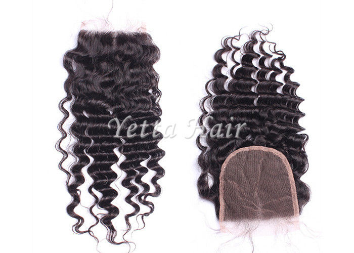 Klasy 7A głębokie Wave Human Hair Lace Zamknięcie / Middle Parting Closure Real Hair