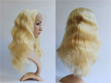 Pełna długość Koronkowe peruki z dziewiczych włosów / Blond ciało Falujące włosy Bez nieprzyjemnego zapachu