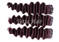 Dostosowane Dark Red Virgin Human Hair Extensions Loose Wave With Soft