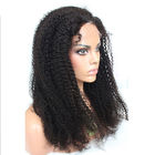 Bez rzucających się włosów z peruką ludzką z przodu koronki Afro Kinky Curly 1b