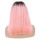 1B / Różowy 100% brazylijski Dziewiczy włosy / Krótkie proste koronkowe peruki Bob